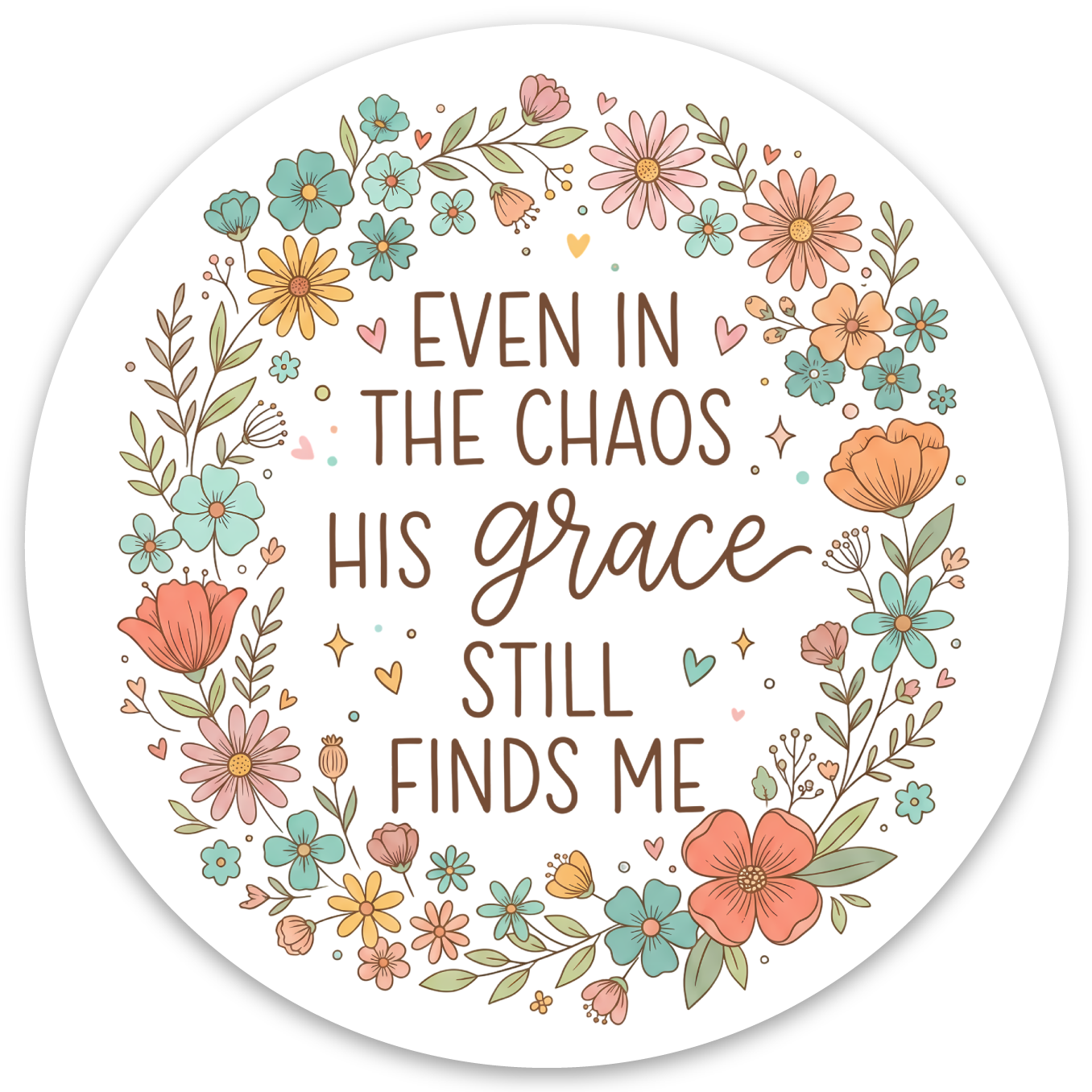 Grace In Chaos Vinyl Sticker, 3"x3"